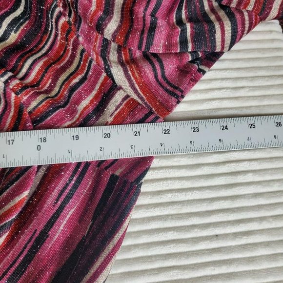 Lane Bryant Midi Dress Womens 18/20 2x Colorful Stripes Sparkle Tie Waist Party - Picture 13 of 14